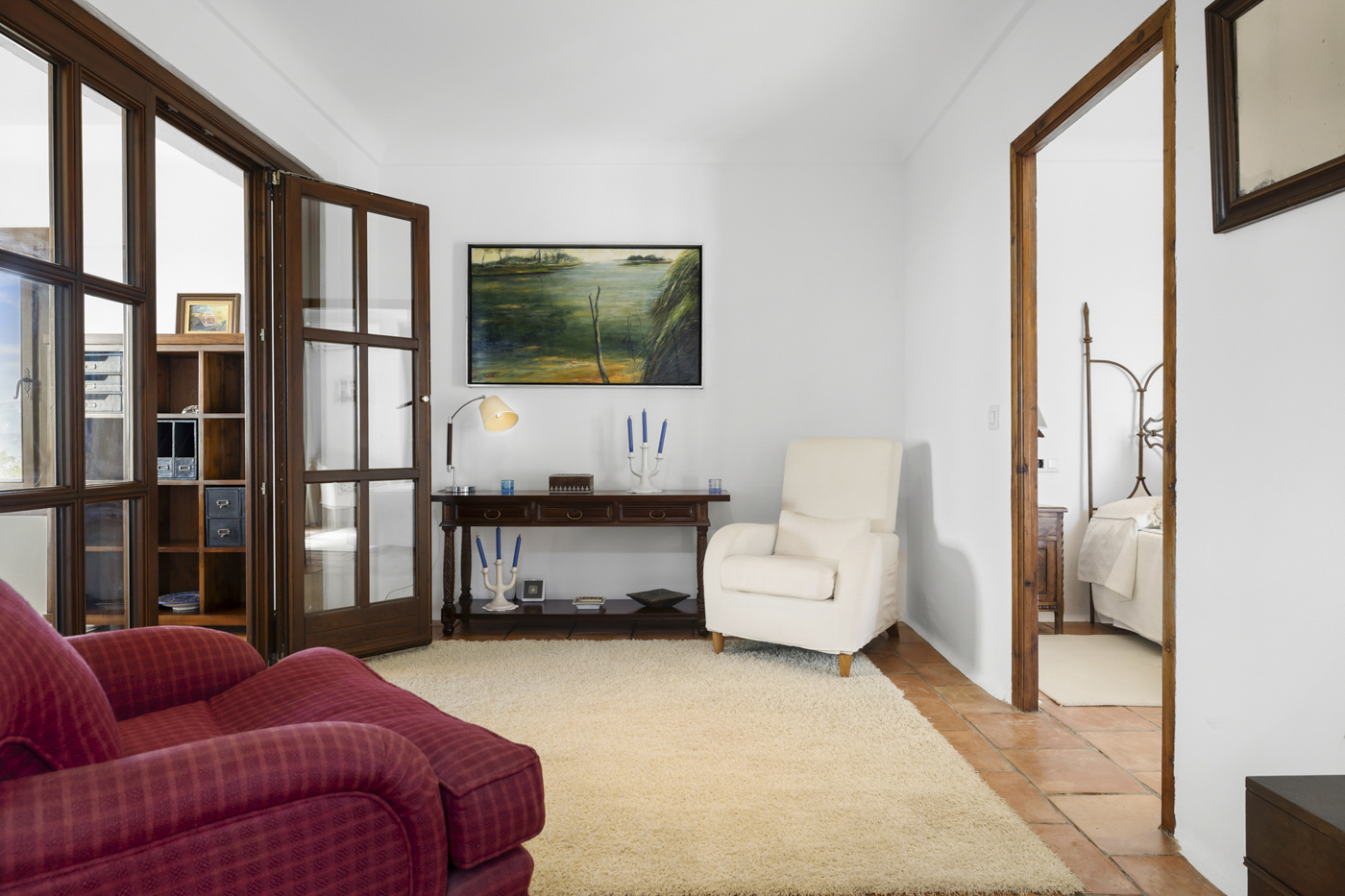 The master bedroom on first floor has an study room too